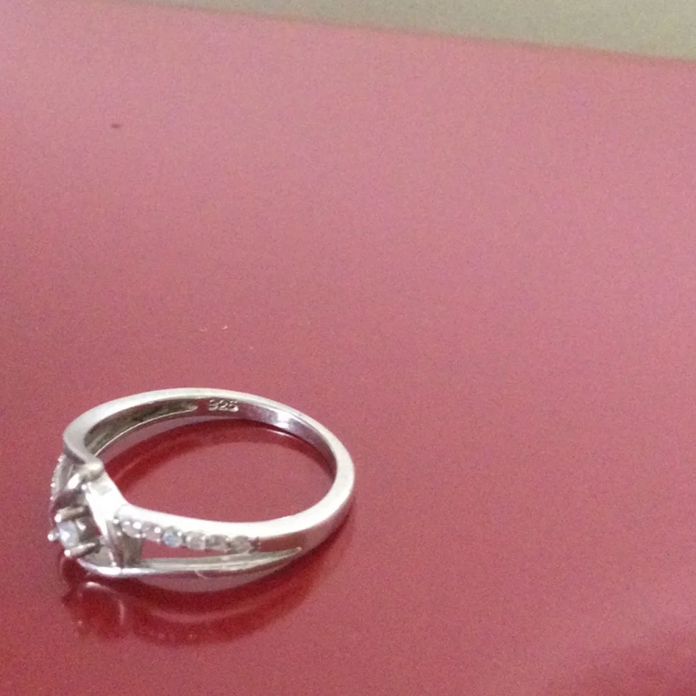 Heart Solitaire Sterling Silver Ring with Clear Stone - Women's Jewelry